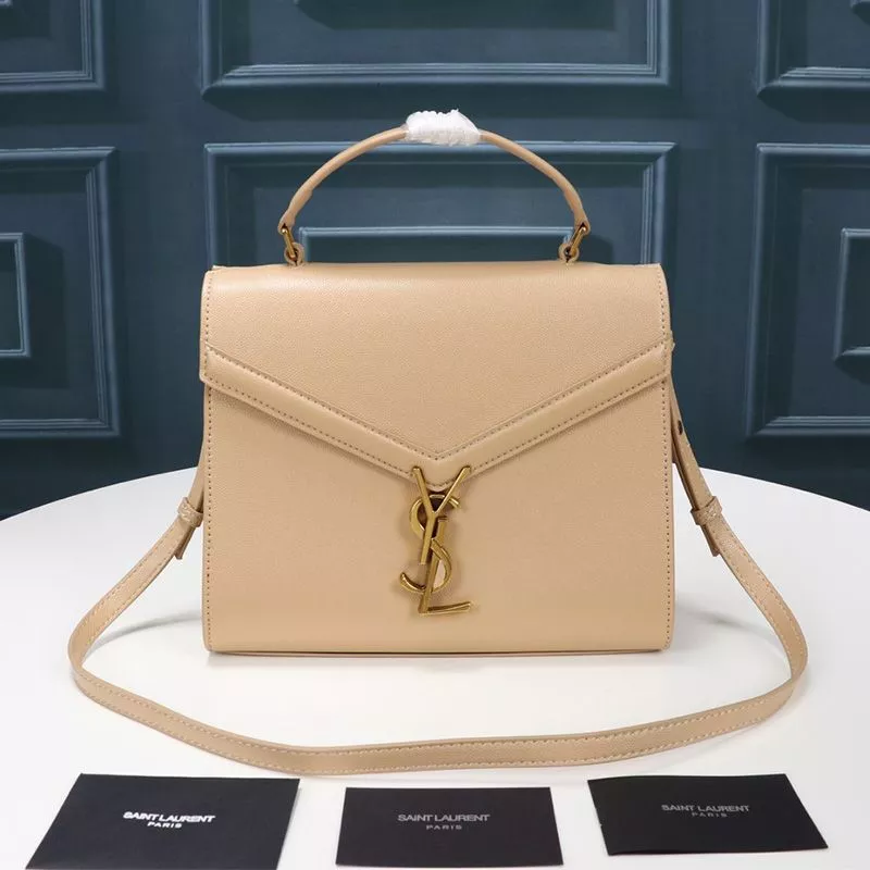 Saint Laurent Medium Cassandra Top Handle Bag In Grained Leather Apricot Gold 0112