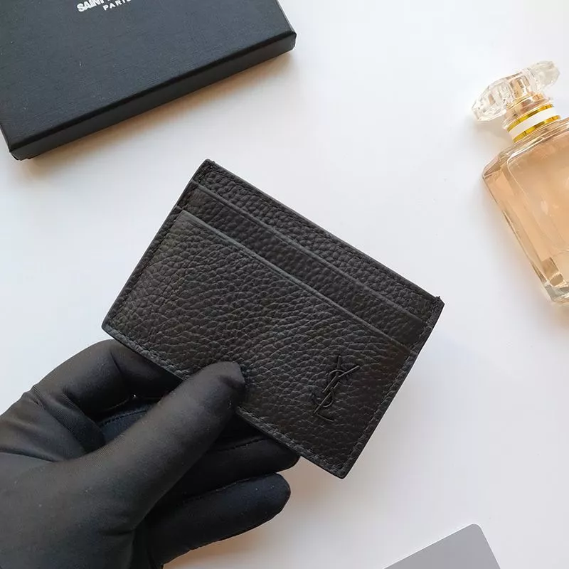 Saint Laurent Tiny Monogram Card Case In Grained Leather Black 0115