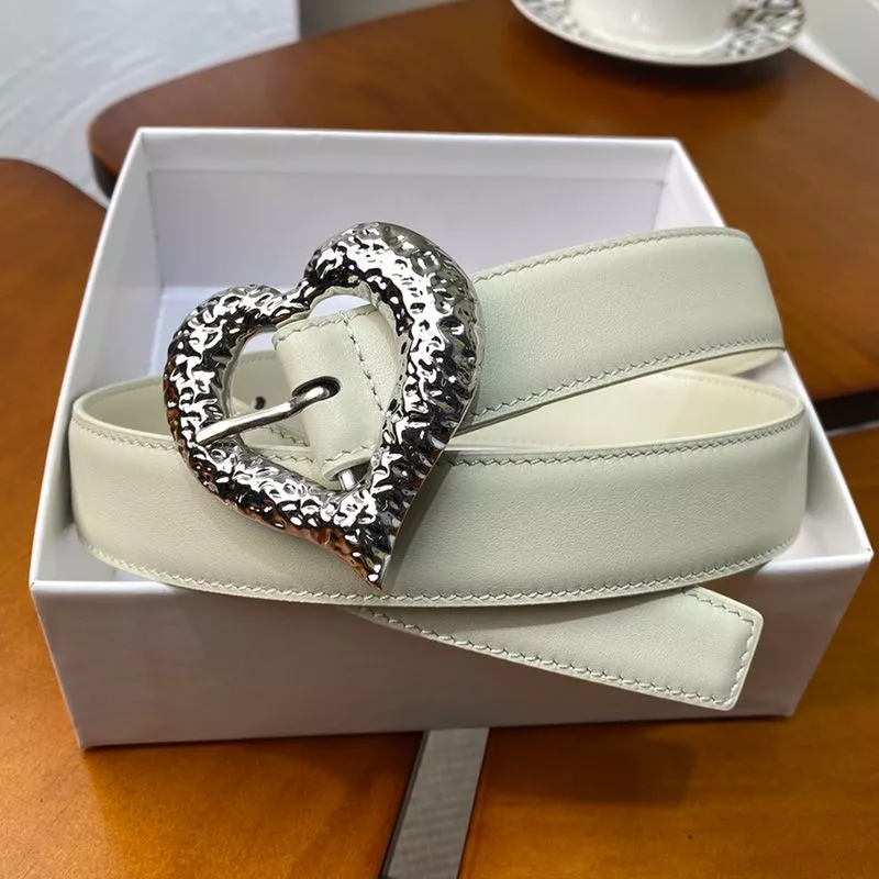 Cheap Saint Laurent Heart Belt In Nappa Leather White Silver 0116