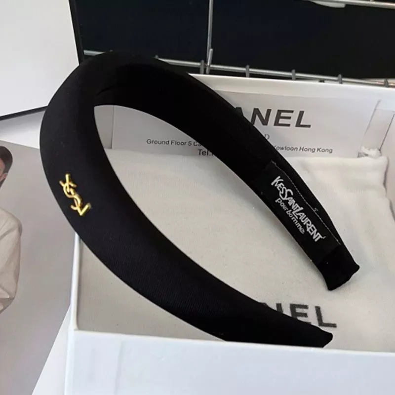 Saint Laurent Cassandre Headband In Cotton Cloth Black 0114