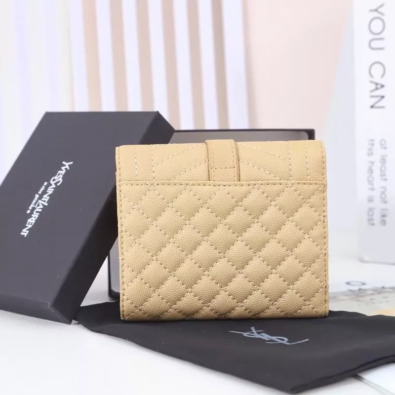 Cheap Saint Laurent Small Envelope Trifold Wallet In Mixed Grained Matelasse Leather Apricot Gold 0115