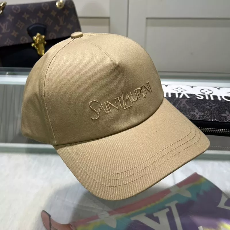 Cheap Saint Laurent Baseball Cap In Gabardine with Logo Embroidery Khaki 0116