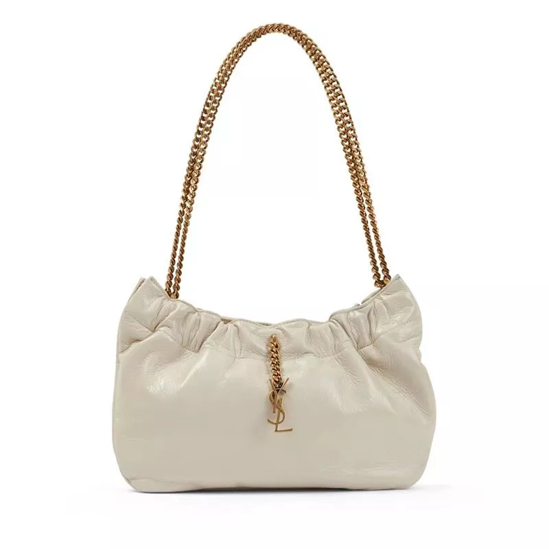 Saint Laurent Pac Pac Ruched Hobo Bag In Smooth Leather White 0112