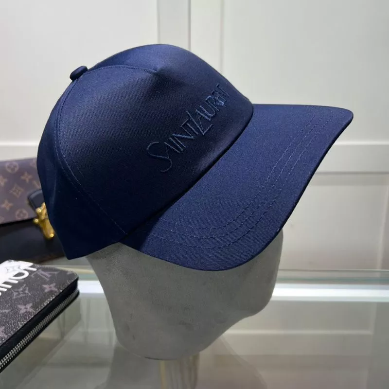 Saint Laurent Baseball Cap In Gabardine with Logo Embroidery Navy Blue 0118