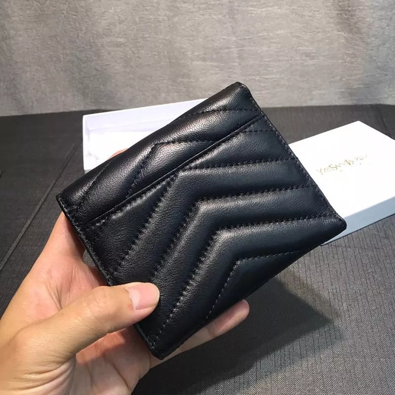 Cheap Saint Laurent Small Envelope Trifold Wallet In Matelasse Leather Black 0121