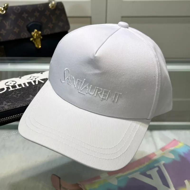 Saint Laurent Baseball Cap In Gabardine with Logo Embroidery White 0112