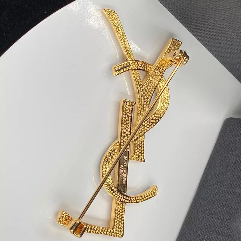 Cheap Saint Laurent Opyum Brooch In Bamboo Metal and Enamel Gold 0119