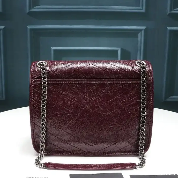 Cheap Crinkled Chain Burgundy Baby Silver Quilted And Bag Niki Saint Leather Laurent In 0217