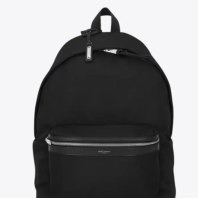 Cheap Black Canvas Backpack In City Saint Laurent 0214