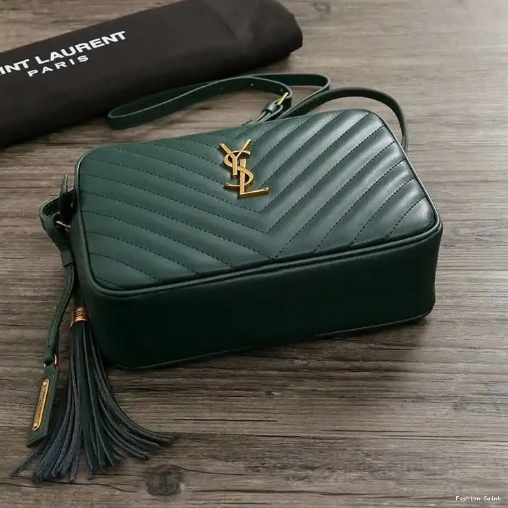 Cheap Lou Matelasse Leather In Saint Camera Bag Laurent Green Gold 0217